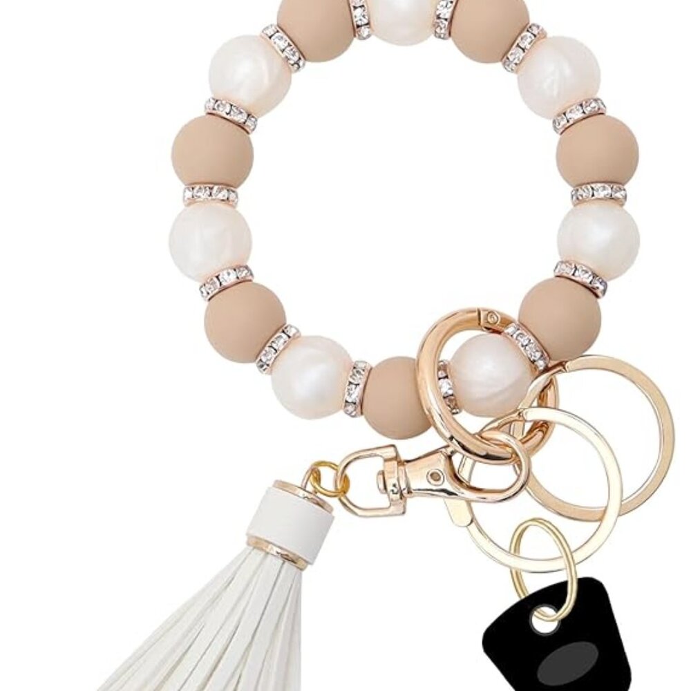Munchewy Silicone Beaded Key Ring Bracelet for Women NIB